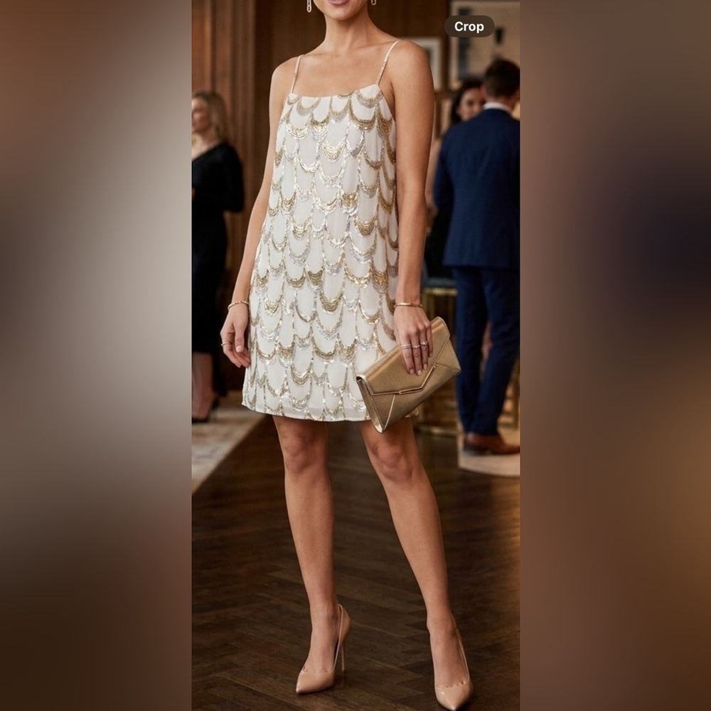 Storia Gold and Cream Mini Dress…